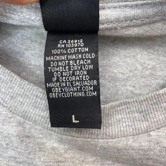 Y2K Obey  Heather Gray Propaganda Eye Graphic T-Shirt Men's Size L - Picture 8 of 8